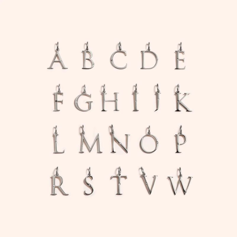 立体字母吊坠(银色)