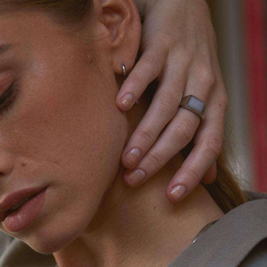 月光石图章戒指