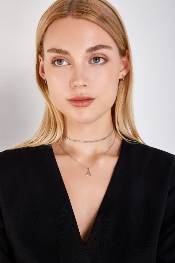 立体字母吊坠(银色)