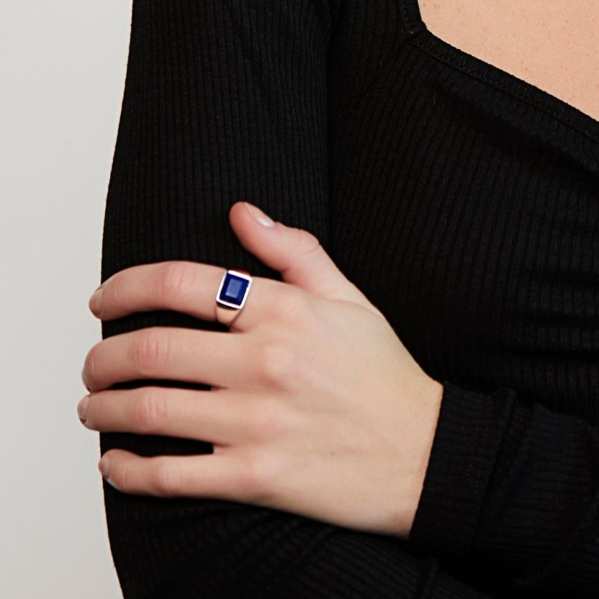 青金石图章戒指