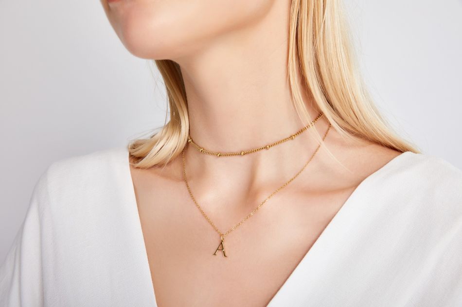 立体字母吊坠(金色)