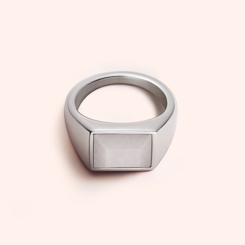 月光石图章戒指